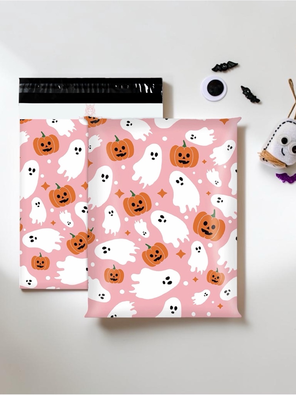 Halloween Ghost & Pumpkin Pink Mailer Bag – Festive Shipping Envelope